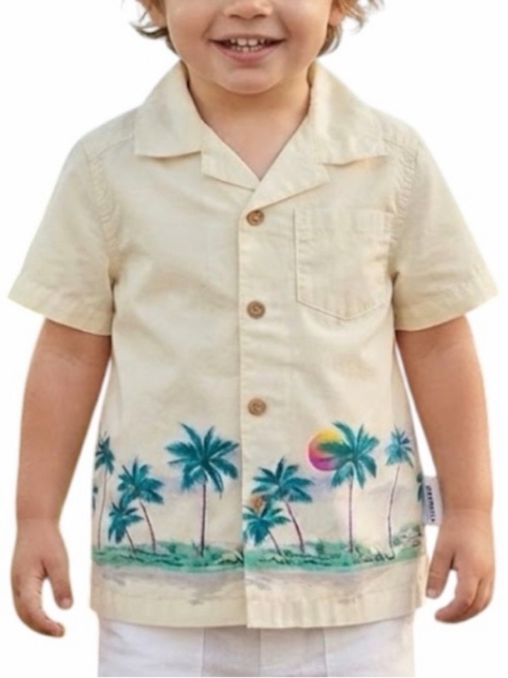 Old Navy Toddler Boys Palm Sunset Print Button Down Shirt 2T NWT